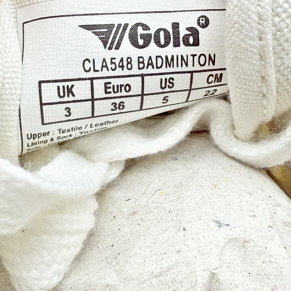 Gola Womens Badminton Sneakers US 5 EU 35 White Green Leather Low Top NIB - Picture 13 of 14